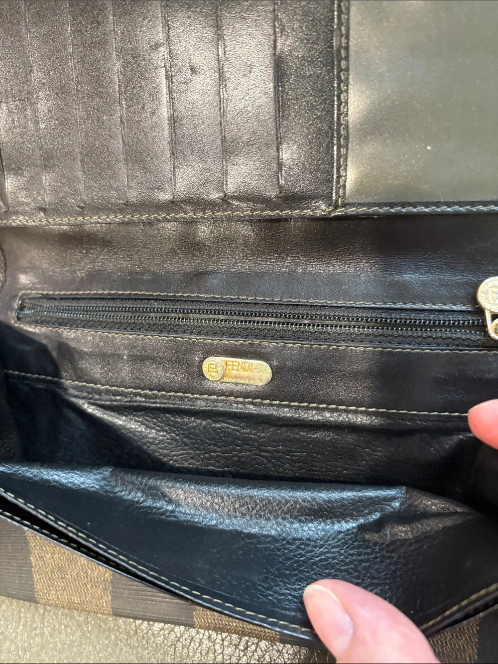 Fendi vintage striped leather wallet